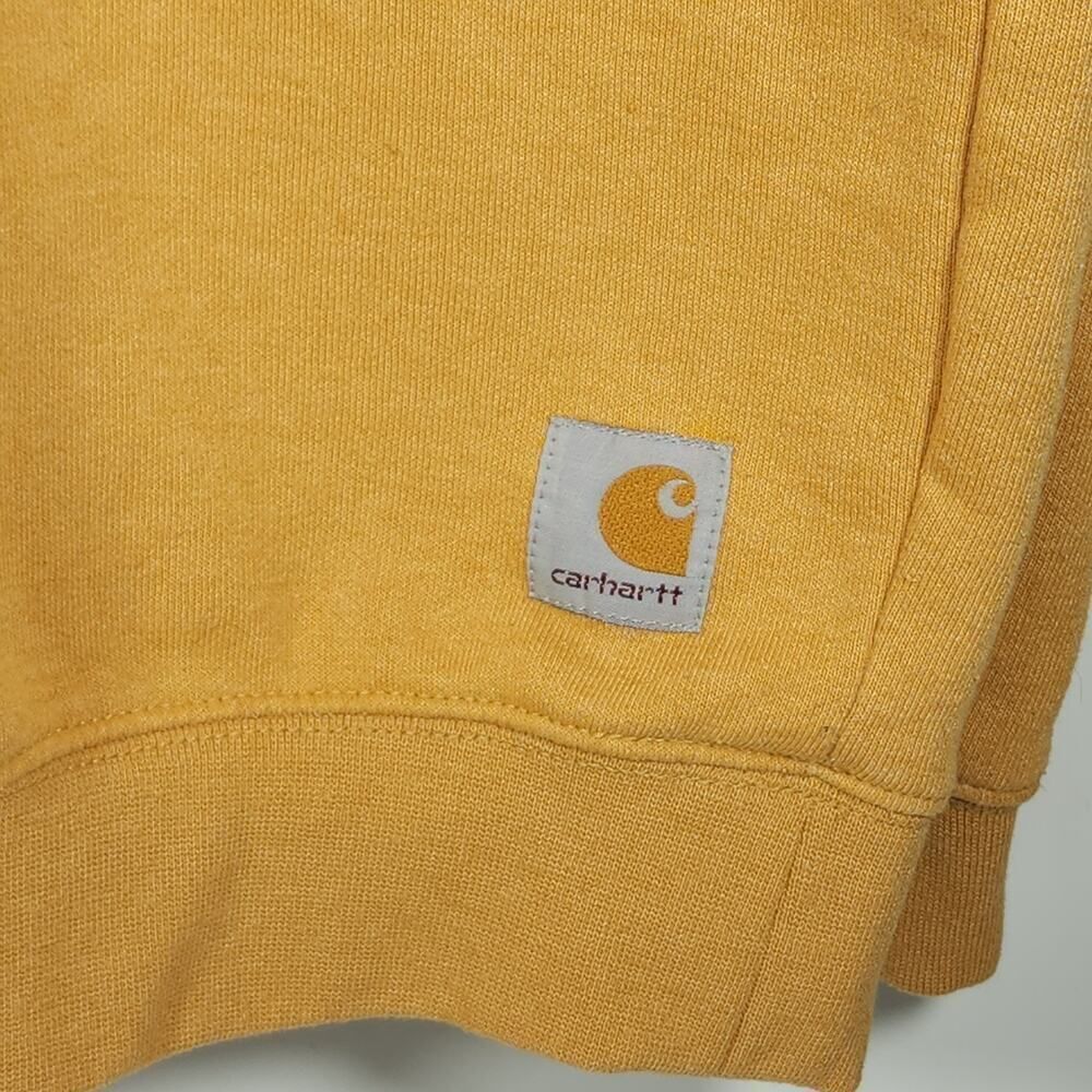 Carhartt Men's Sz Large Mustard Crew Neck Thick Loose Workwear Pullover Sweater - Picture 4 of 14
